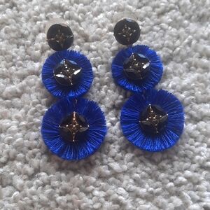 Stella and Dot Gemma Fan Chandelier Royal Blue Earrings